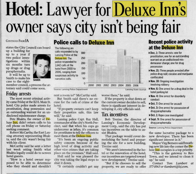 Riverside Motor Inn (Deluxe Inn, Riverside Manor) - Dec 2006 Article - Lawyer Trying To Save It
